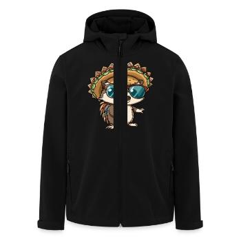 hérisson bande dessinée drôle sombrero - Veste softshell homme en polyester recyclé Stanley/Stella - noir - Devant - AI Model Male 185 light (185cm)