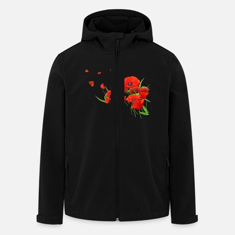 Coquelicots - Veste softshell homme en polyester recyclé Stanley/Stella - noir