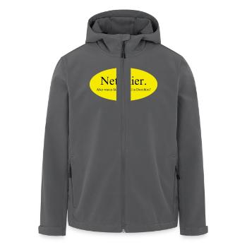 Nett hier, aber waren Sie schon mal in Dornbirn? - Recycelte Männer Softshell-Jacke von Stanley/Stella - Schwarz - Vorne - AI Model Male 185 light (185cm)