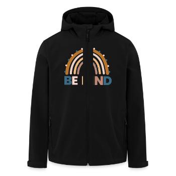 Be kind funny shirt - Men’s Recycled Softshell Jacket by Stanley/Stella - black - Front - AI Model Male 185 light (185cm)