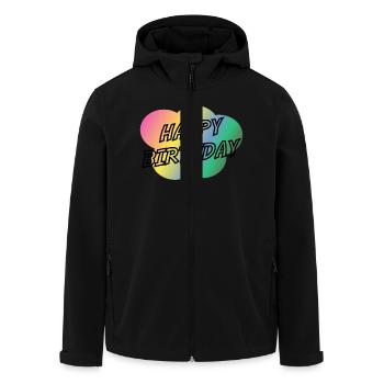 ALLES GUTE ZUM GEBURTSTAG. ALLES GUTE ZUM GEBURTSTAG. JAHRESTAG. - Recycelte Männer Softshell-Jacke von Stanley/Stella - Schwarz - Vorne - AI Model Male 185 light (185cm)
