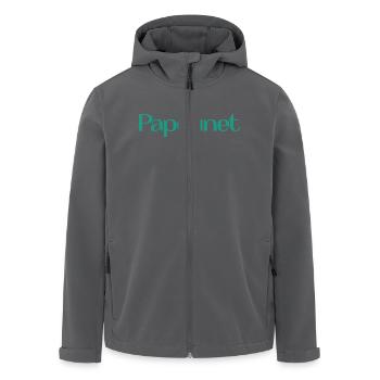 PAPOUNET. PAPA. FÊTE DES PÈRES. BONNE FÊTE PAPA - Veste softshell homme en polyester recyclé Stanley/Stella - charbon - Devant - AI Model Male 185 light (185cm)