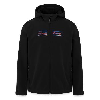 ALLES GUTE ZUM GEBURTSTAG. ALLES GUTE ZUM GEBURTSTAG. JAHRESTAG. - Recycelte Männer Softshell-Jacke von Stanley/Stella - Schwarz - Vorne - AI Model Male 185 light (185cm)
