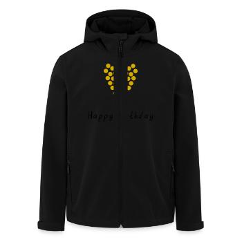 ANNIVERSARY. HAPPY BIRTHDAY. HAPPY BIRTHDAY. - Men’s Recycled Softshell Jacket by Stanley/Stella - black - Front - AI Model Male 185 light (185cm)