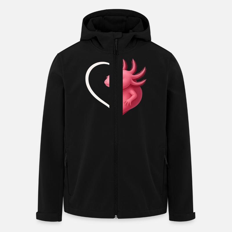 Cute Axolotl with Heart - Men’s Recycled Softshell Jacket by Stanley/Stella - black