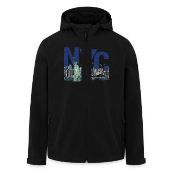 NYC NEW YORK CITY - Men’s Recycled Softshell Jacket by Stanley/Stella - black - Front - AI Model Male 185 light (185cm)