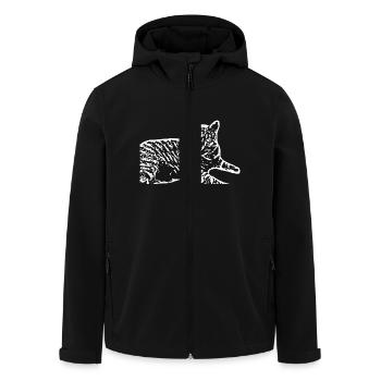 weiße Katze Katze weiß Katzen Geschenk - Recycelte Männer Softshell-Jacke von Stanley/Stella - Schwarz - Vorne - AI Model Male 185 light (185cm)