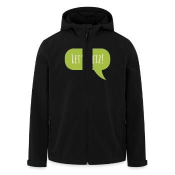 Conception "Let's fetz" avec bulle de dialogue - Veste softshell homme en polyester recyclé Stanley/Stella - noir - Devant - AI Model Male 185 light (185cm)