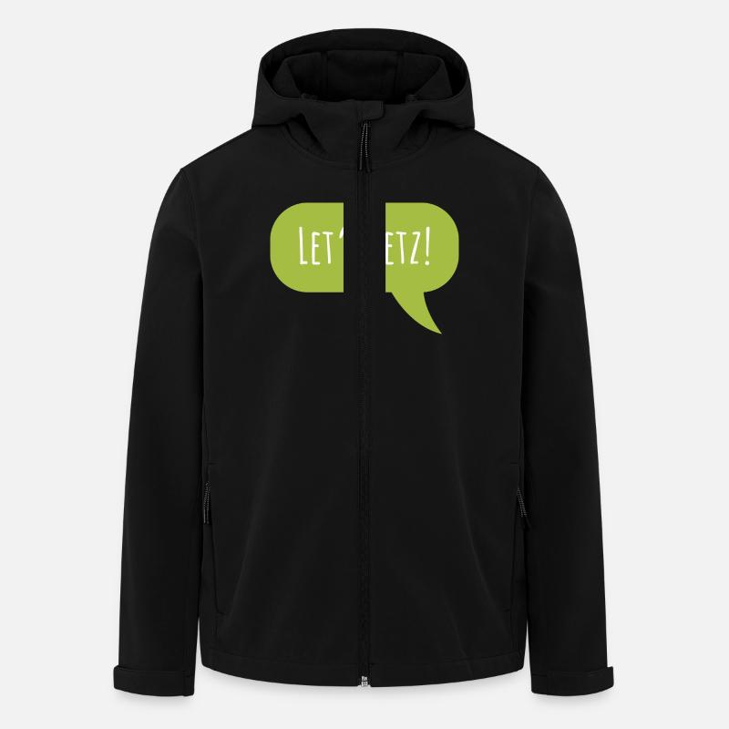 Design "Let's fetz" mit Sprechblase - Recycelte Männer Softshell-Jacke von Stanley/Stella - Schwarz