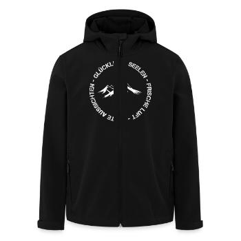 Glückliche Seelen, frische Luft, weite Aussichten - Recycelte Männer Softshell-Jacke von Stanley/Stella - Schwarz - Vorne - AI Model Male 185 light (185cm)