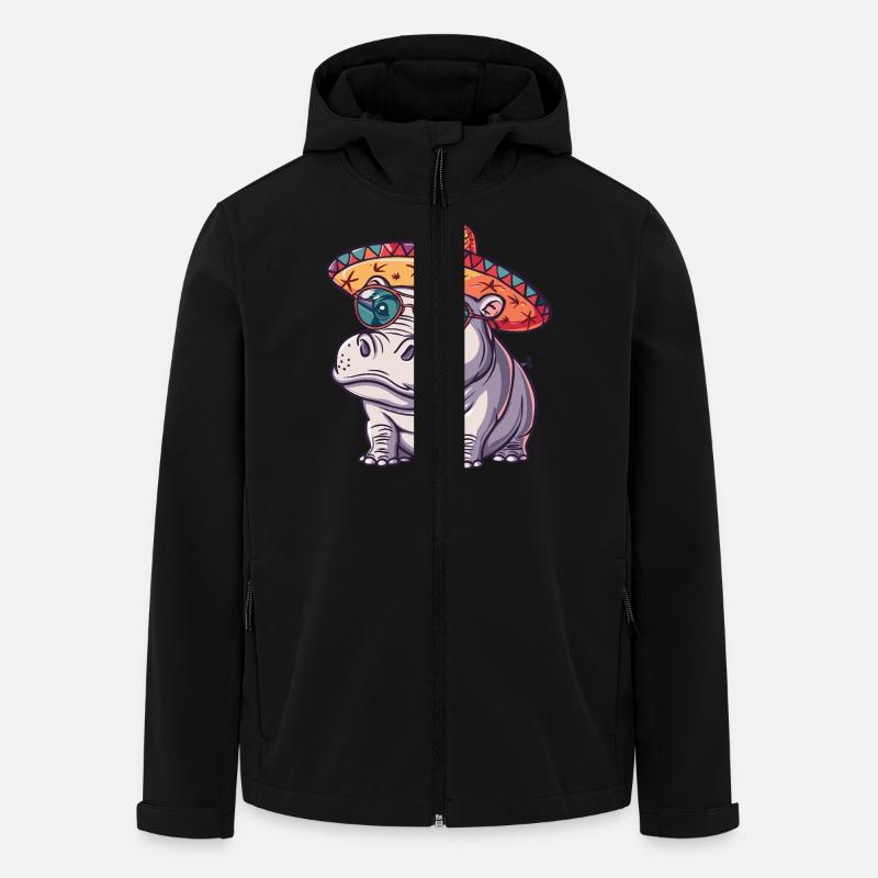 Nilpferd Lustig Sombrero - Recycelte Männer Softshell-Jacke von Stanley/Stella - Schwarz