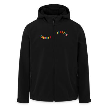 HAPPY BIRTHDAY. HAPPY BIRTHDAY. ANNIVERSARY. - Men’s Recycled Softshell Jacket by Stanley/Stella - black - Front - AI Model Male 185 light (185cm)