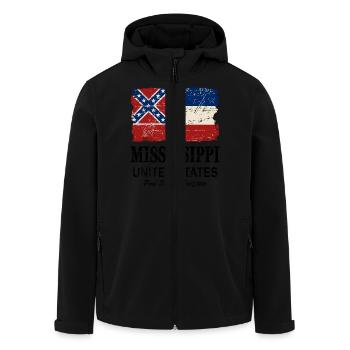 Mississippi Flag - Vintage Look - Recycelte Männer Softshell-Jacke von Stanley/Stella - Schwarz - Vorne - AI Model Male 185 light (185cm)