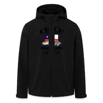 Chile - Flag & Mountains - Recycelte Männer Softshell-Jacke von Stanley/Stella - Schwarz - Vorne - AI Model Male 185 light (185cm)
