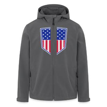 bouclier emblème emblème etats unis etats unis amé - Veste softshell homme en polyester recyclé Stanley/Stella - noir - Devant - AI Model Male 185 light (185cm)