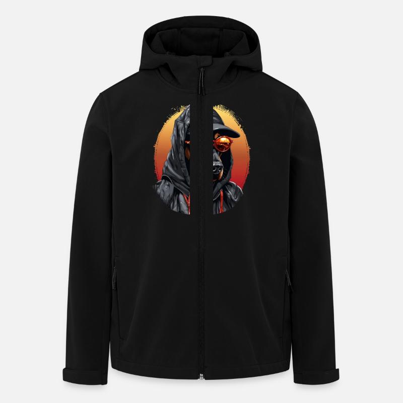 Doberman élégant – Graphiques de contour - Veste softshell homme en polyester recyclé Stanley/Stella - noir