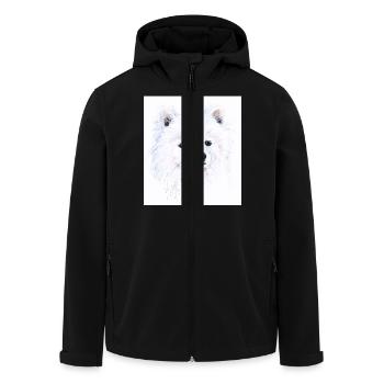 Jeune Samoyède - Portrait à la main dessiné à l’aquarelle - Veste softshell homme en polyester recyclé Stanley/Stella - noir - Devant - AI Model Male 185 light (185cm)