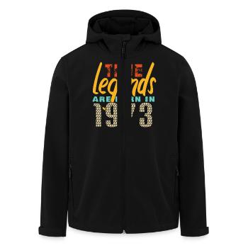 Die True Legends wurden 1973 geboren. Jahr 2025. - Recycelte Männer Softshell-Jacke von Stanley/Stella - Schwarz - Vorne - AI Model Male 185 light (185cm)