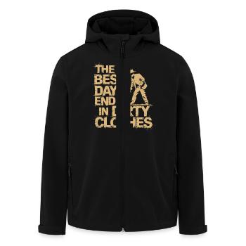 Your treasure is waiting - Men’s Recycled Softshell Jacket by Stanley/Stella - black - Front - AI Model Male 185 light (185cm)