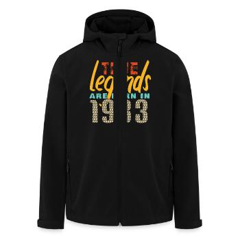 Die True Legends wurden 1983 geboren. Jahr 2025. - Recycelte Männer Softshell-Jacke von Stanley/Stella - Schwarz - Vorne - AI Model Male 185 light (185cm)