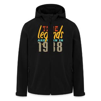 Die True Legends wurden 1988 geboren. Jahr 2025. - Recycelte Männer Softshell-Jacke von Stanley/Stella - Schwarz - Vorne - AI Model Male 185 light (185cm)