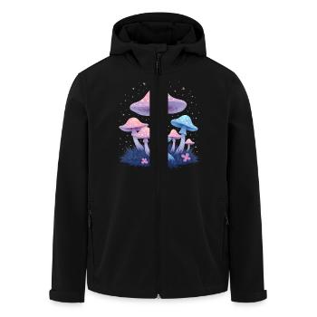 Magische Pilze - Mystische Waldkunst - Recycelte Männer Softshell-Jacke von Stanley/Stella - Schwarz - Vorne - AI Model Male 185 light (185cm)
