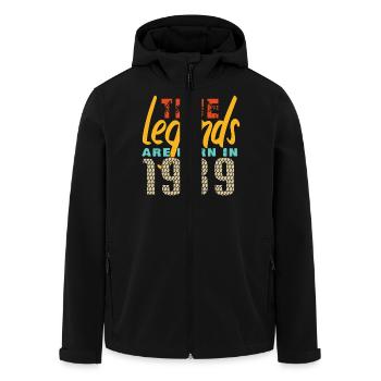 Les vrais légendes sont nés en 1989. Année 2025. - Veste softshell homme en polyester recyclé Stanley/Stella - noir - Devant - AI Model Male 185 light (185cm)