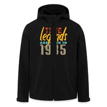 Les vrais légendes sont nés en 1985. Année 2025. - Veste softshell homme en polyester recyclé Stanley/Stella - noir - Devant - AI Model Male 185 light (185cm)