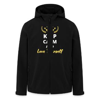 Keep Calm and Love Yourself - Men’s Recycled Softshell Jacket by Stanley/Stella - black - Front - AI Model Male 185 light (185cm)