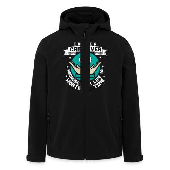 Je suis devenu un aidant parce que votre vie soignant - Veste softshell homme en polyester recyclé Stanley/Stella - noir - Devant - AI Model Male 185 light (185cm)