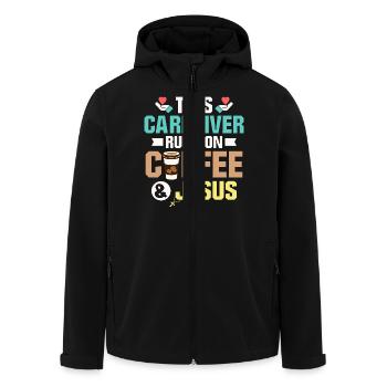 This Caregiver Runs On Coffee & Jesus Carer Caregi - Recycelte Männer Softshell-Jacke von Stanley/Stella - Schwarz - Vorne - AI Model Male 185 light (185cm)