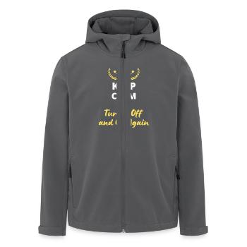 “Keep Calm and Turn It Off and On Again” - Geek - Veste softshell homme en polyester recyclé Stanley/Stella - charbon - Devant - AI Model Male 185 light (185cm)