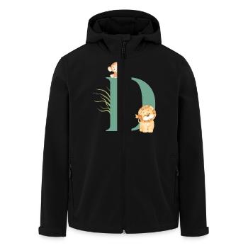 Letter d green jungle animals - Men’s Recycled Softshell Jacket by Stanley/Stella - black - Front - AI Model Male 185 light (185cm)