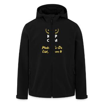 Bleiben Sie ruhig und erstellen Sie eine To-Do-Liste, ignorieren Sie sie - Recycelte Männer Softshell-Jacke von Stanley/Stella - Schwarz - Vorne - AI Model Male 185 light (185cm)