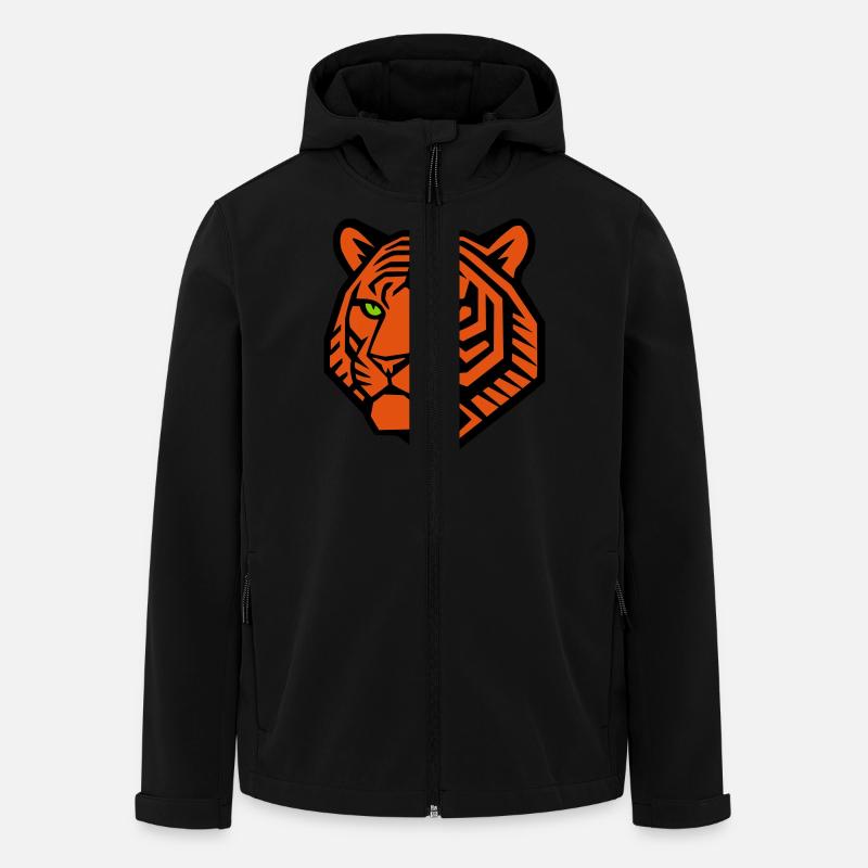 Tigre géométrique - Conception vectorielle - Veste softshell homme en polyester recyclé Stanley/Stella - noir