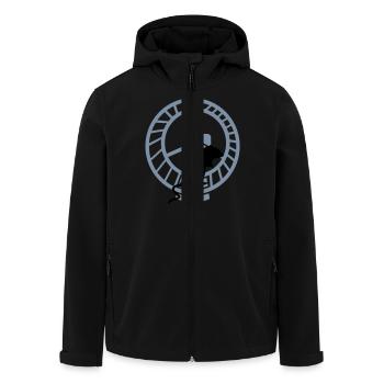 Ratte im Hamsterrad / rat in a wheel (2c) - Men’s Recycled Softshell Jacket by Stanley/Stella - black - Front - AI Model Male 185 light (185cm)