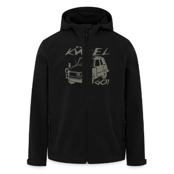  Kübel Trabi Stoffhund - Recycelte Männer Softshell-Jacke von Stanley/Stella - Schwarz - Vorne - AI Model Male 185 light (185cm)