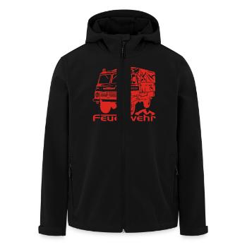 Robur Feuerwehr LO LD - Recycelte Männer Softshell-Jacke von Stanley/Stella - Schwarz - Vorne - AI Model Male 185 light (185cm)