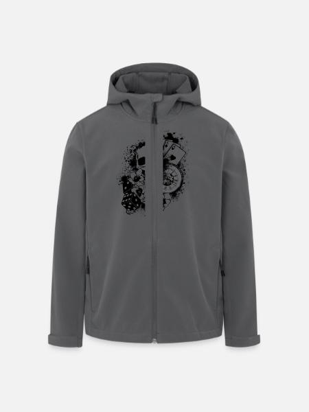 T-Shirt Design mit Totenkopf, Karten und Würfel - Recycelte Männer Softshell-Jacke von Stanley/Stella - Schwarz