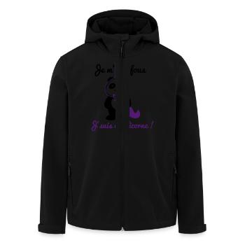 Je m'en fous j'suis une licorne - Panda citations - Veste softshell homme en polyester recyclé Stanley/Stella - noir - Devant - AI Model Male 185 light (185cm)