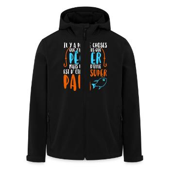 Super papa pêcheur cadeau - Veste softshell homme en polyester recyclé Stanley/Stella - noir - Devant - AI Model Male 185 light (185cm)