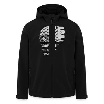 skull_american_flag_vintage.png - Recycelte Männer Softshell-Jacke von Stanley/Stella - Schwarz - Vorne - AI Model Male 185 light (185cm)