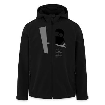 Eine Eule // Ich muss hier leider abbrechen. - Recycelte Männer Softshell-Jacke von Stanley/Stella - Schwarz - Vorne - AI Model Male 185 light (185cm)