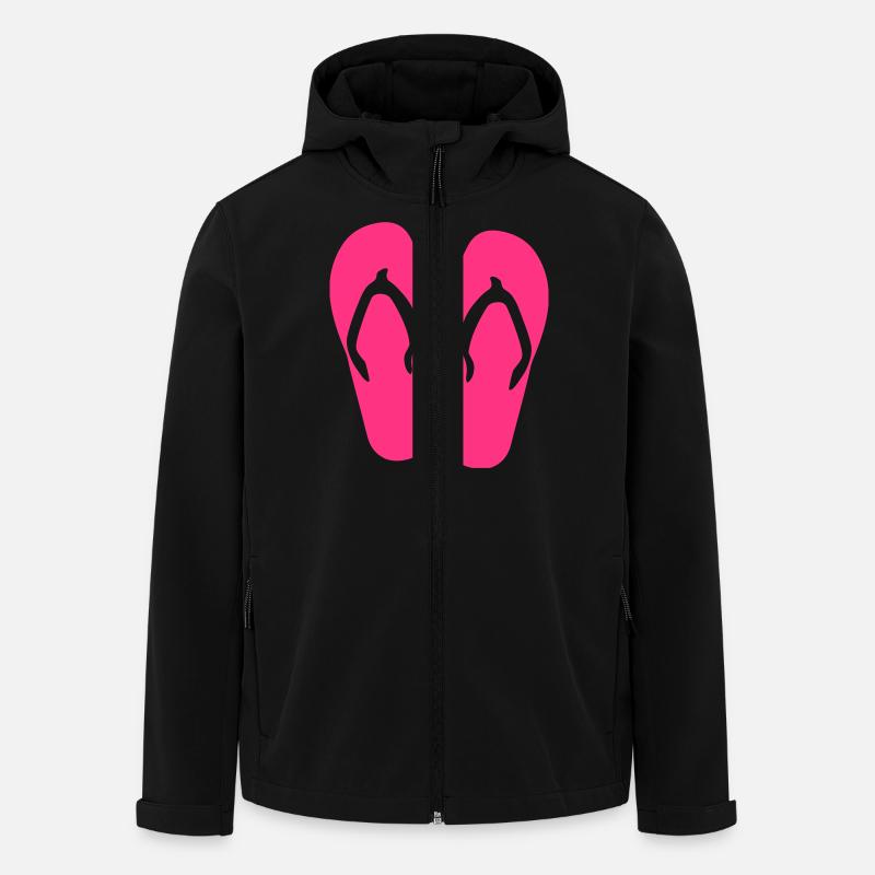 Flip Flop: Eté: Amour: Fleur: Mer: plage - Veste softshell homme en polyester recyclé Stanley/Stella - noir