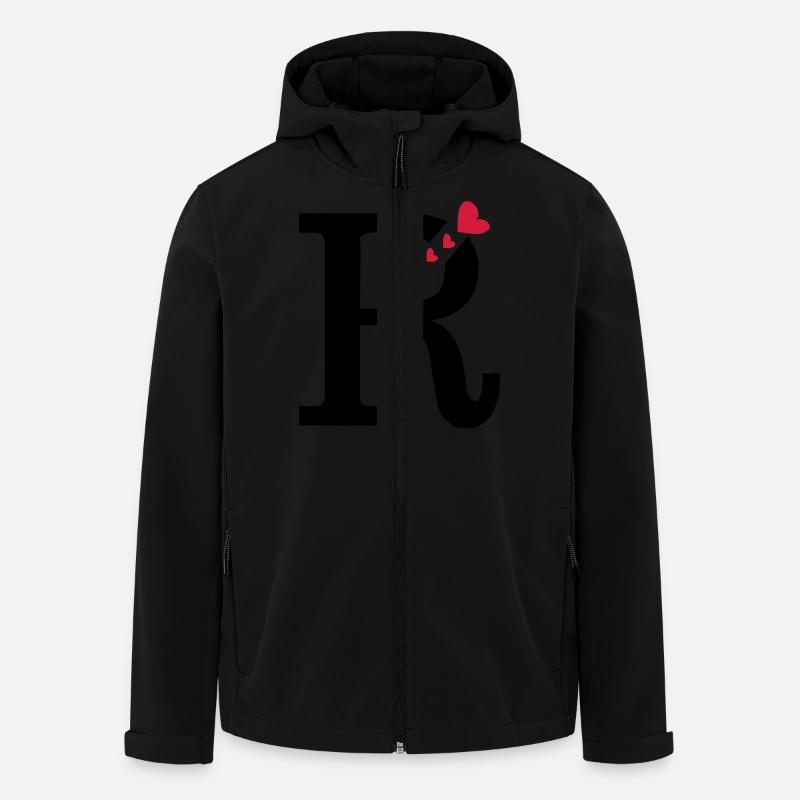 Capital letter R with hearts - Men’s Recycled Softshell Jacket by Stanley/Stella - black