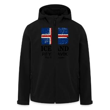 Iceland Vintage Flag - Recycelte Männer Softshell-Jacke von Stanley/Stella - Schwarz - Vorne - AI Model Male 185 light (185cm)