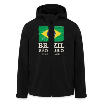 Brazil Vintage Flag - Men’s Recycled Softshell Jacket by Stanley/Stella - black - Front - AI Model Male 185 light (185cm)