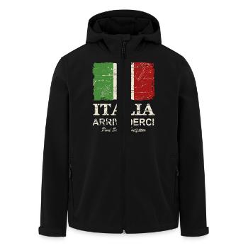 Italy Flag - Vintage Look - Recycelte Männer Softshell-Jacke von Stanley/Stella - Schwarz - Vorne - AI Model Male 185 light (185cm)