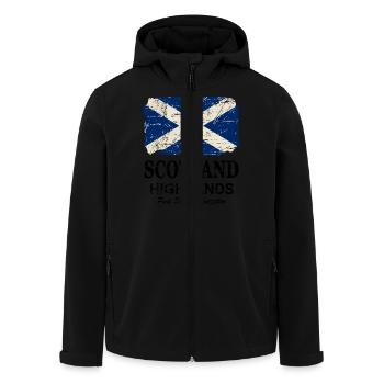 Scotland Flag - Vintage Look - Recycelte Männer Softshell-Jacke von Stanley/Stella - Schwarz - Vorne - AI Model Male 185 light (185cm)