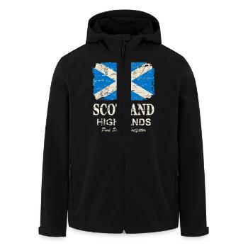 Scotland Flag - Vintage Look - Recycelte Männer Softshell-Jacke von Stanley/Stella - Schwarz - Vorne - AI Model Male 185 light (185cm)